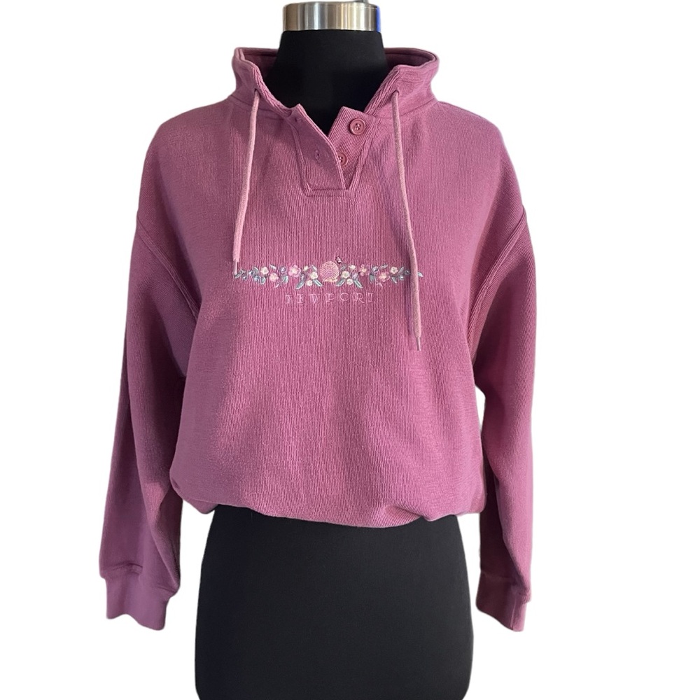 Vintage NEWPORT 1/4 button mock neck sweatshirt embroidered Cuffy’s Resortwear L - Picture 2 of 12